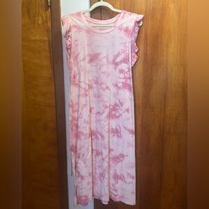 Time and Tru Pink Tie-Dye Midi Dress